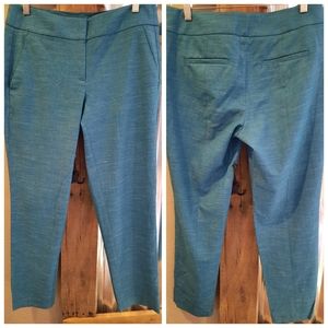 Turquoise marled knit straight Pants sz 4 Loft career